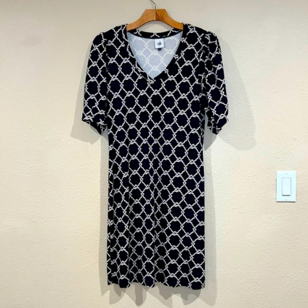 Cabi Cruise Navy & White women’s nautical summer popover dress size Small